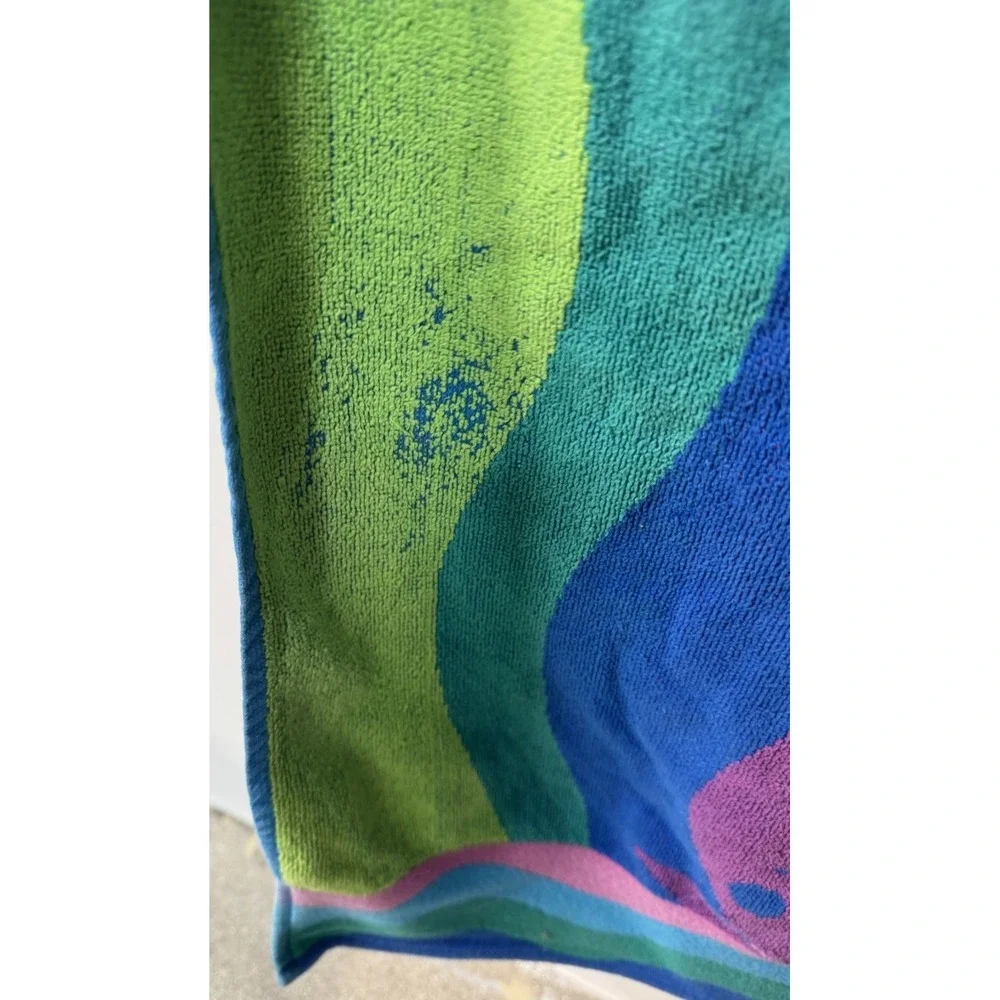 Vintage Royal Terry Retro Large Beach Towel Fish Multicolor 31x64 inches